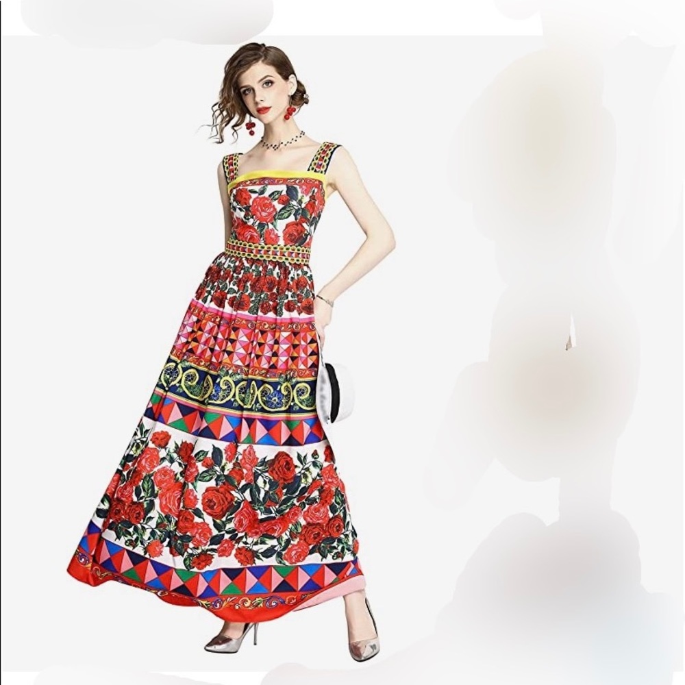 Beautiful Italian Pattern Maxi Dress